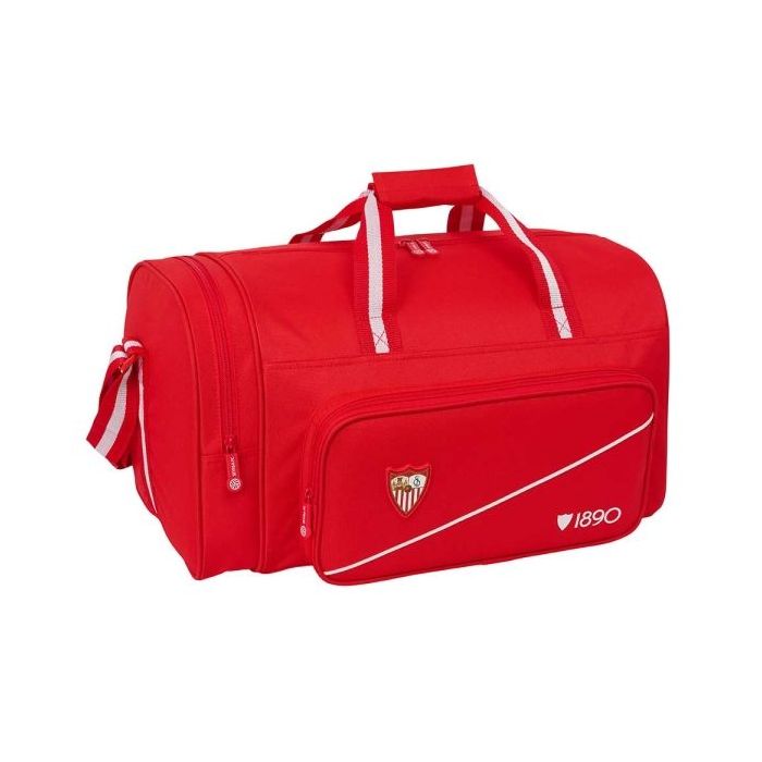 Safta Sevilla FC Bolsa de Deporte - Bandolera Ajustable - Bolsillo Frontal - Cremallera con Doble Tirador - Tacos en la Base - 4
