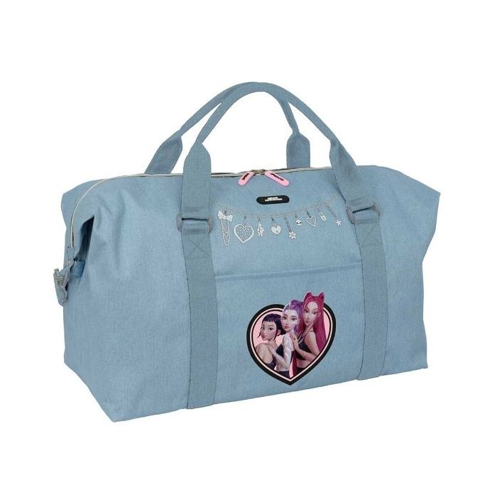 Safta K-Pop Demon Hunters Huntr/X Bolsa de Fin de Semana - Bandolera Ajustable - Bolsillo Frontal - Cremallera Bidireccional - A
