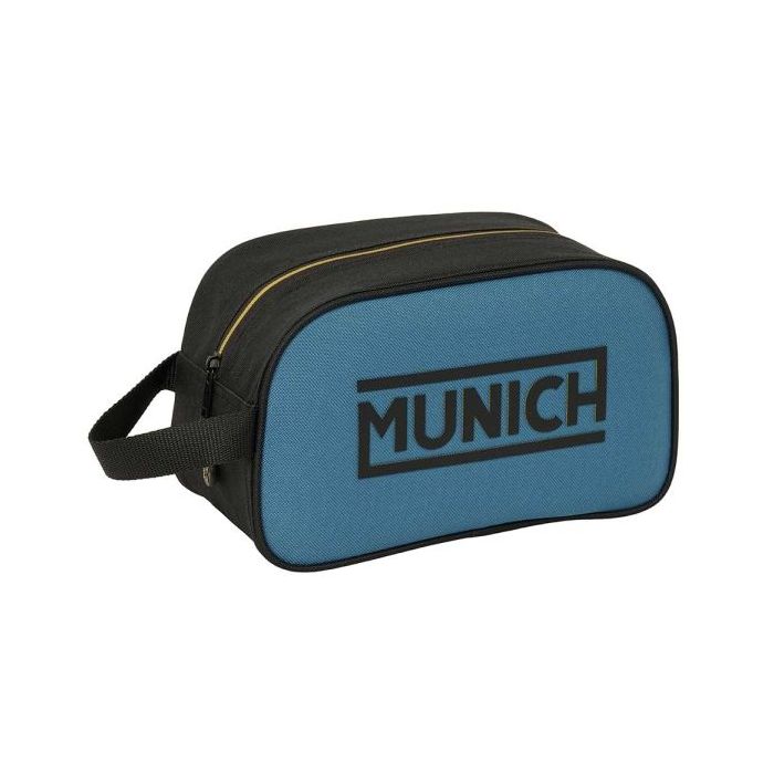 Safta Munich Neceser - Adaptable a Carro - Asa de Mano Lateral - 26x15x12cm - Color Negro y Azul