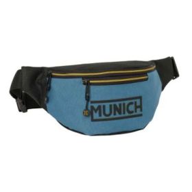 Safta Munich Bolsa de Cintura - Cremallera - Cintas Ajustables - Cierre de PVC - Bolsillo Frontal - 23x12x9cm - Color Negro y Az