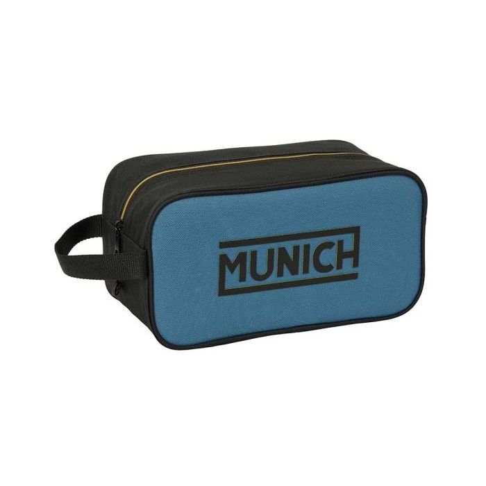 Safta Munich Zapatillero Mediano - Capacidad 6L - Asa de Mano Lateral - 29x15x14cm - Color Negro y Azul