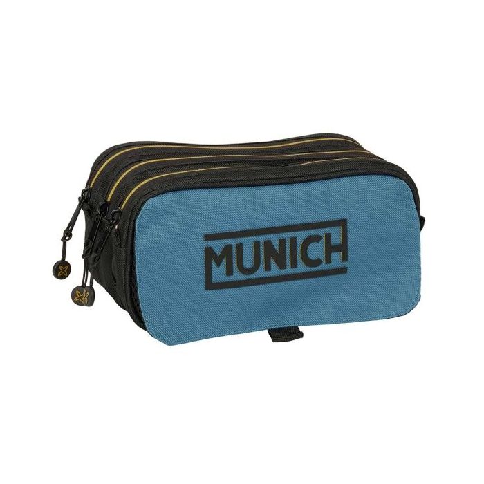 Safta Munich Portatodo - 3 Compartimentos con Cremallera - Cinta Trasera Adaptable - Bolsillo Frontal de Rejilla con Velcro - 21