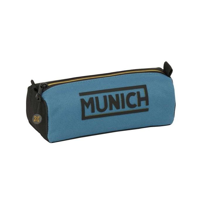 Safta Munich Portatodo - 1 Compartimento con Cremallera - 21x8x7cm - Color Negro y Azul