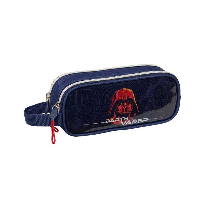 Safta Star Wars Portatodo - 2 Compartimentos con Cremallera - Asa Lateral - Capacidad 1L - 21x8x6cm - Color Azul Marino