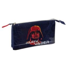 Safta Star Wars Portatodo - 3 Compartimentos con Cremallera - Bolsillo Interior Central - 22x12x3cm - Color Azul Marino