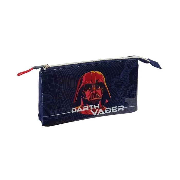 Safta Star Wars Portatodo - 3 Compartimentos con Cremallera - Bolsillo Interior Central - 22x12x3cm - Color Azul Marino