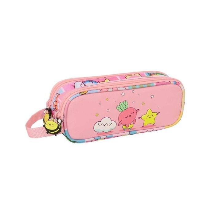 Safta Mr. Wonderful Comic Portatodo - 2 Compartimentos con Cremallera - Asa Lateral - Capacidad 1L - 21x8x6cm - Color Rosa