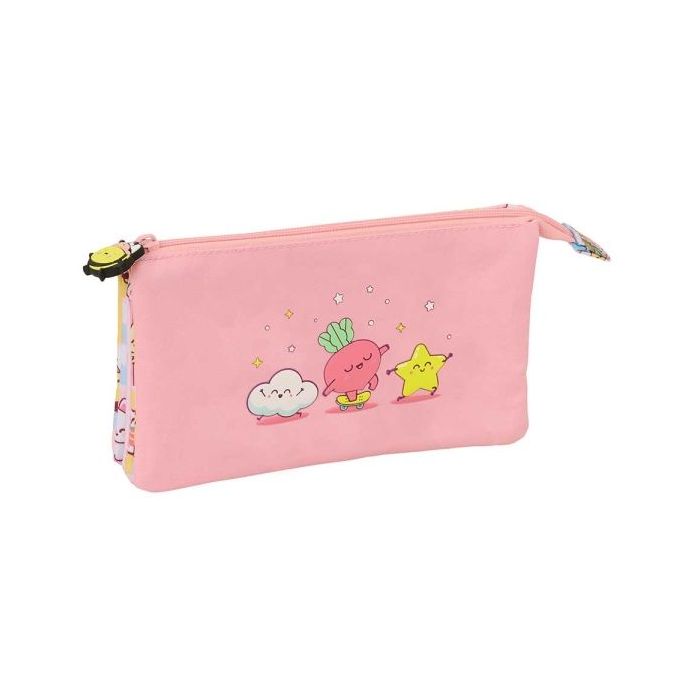 Safta Mr. Wonderful Comic Portatodo - 3 Compartimentos con Cremallera - Bolsillo Interior Central - 22x12x3cm - Color Rosa