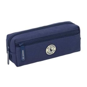 Safta el Ganso Jeans Portatodo - 3 Compartimentos con Cremallera - Goma Elastica - Compacto - 22x8.5x6cm - Color Azul Marino
