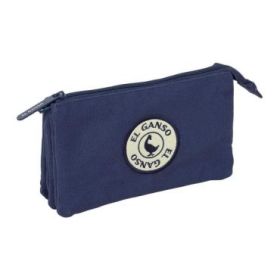 Safta el Ganso Jeans Portatodo - 3 Compartimentos con Cremallera - Bolsillo Interior Central - 22x12x3cm - Color Azul Marino
