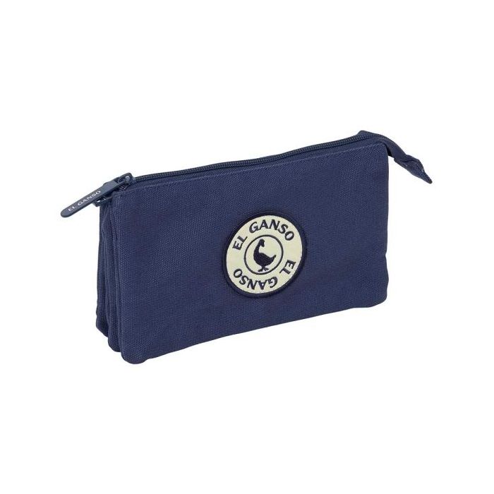 Safta el Ganso Jeans Portatodo - 3 Compartimentos con Cremallera - Bolsillo Interior Central - 22x12x3cm - Color Azul Marino