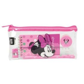 Safta Minnie Mouse Minty Portatodo - Cremallera - PVC - Regla de 15cm - 2 Lapices - Sacapuntas - Goma - Bloc de Notas de 70 Hoja