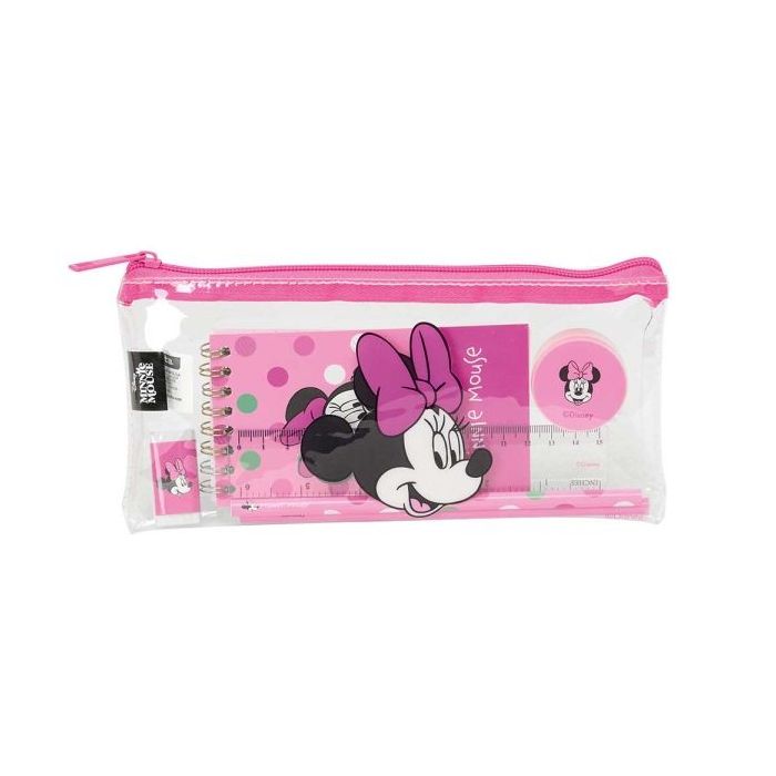 Safta Minnie Mouse Minty Portatodo - Cremallera - PVC - Regla de 15cm - 2 Lapices - Sacapuntas - Goma - Bloc de Notas de 70 Hoja