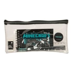 Safta Minecraft Screen Portatodo - Cremallera - PVC - Regla de 15cm - 2 Lapices - Sacapuntas - Goma - Bloc de Notas de 70 Hojas