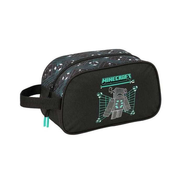 Safta Minecraft Screen Neceser - Adaptable a Carro - Asa de Mano Lateral - 26x15x12cm - Color Negro