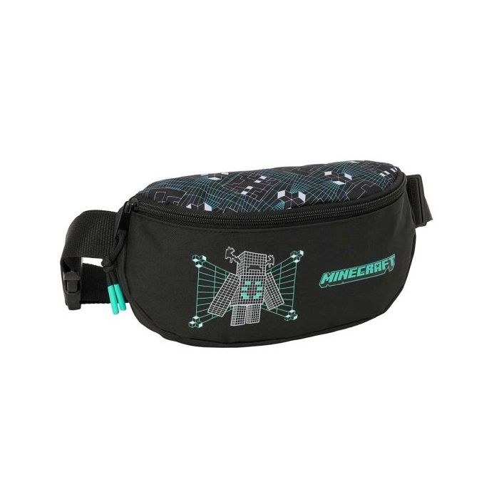 Safta Minecraft Screen Bolsa de Cintura - Cremallera - Cintas Ajustables - Cierre de PVC - 23x14x9cm - Color Negro