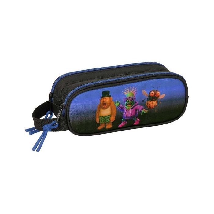 Safta Brainrot Portatodo - 2 Compartimentos con Cremallera - Asa Lateral - Capacidad 1L - 21x8x6cm - Color Negro y Azul