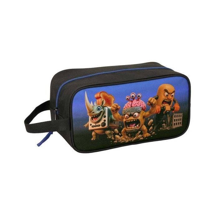 Safta Brainrot Zapatillero Mediano - Capacidad 6L - Asa de Mano Lateral - 29x15x14cm - Color Negro y Azul