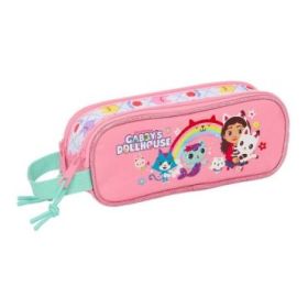 Safta Gabby's Dollhouse Portatodo - 2 Compartimentos con Cremallera - Asa Lateral - Capacidad 1L - 21x8x6cm - Color Rosa
