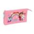 Safta Gabby's Dollhouse Portatodo - 3 Compartimentos con Cremallera - Bolsillo Interior Central - 22x12x3cm - Color Rosa