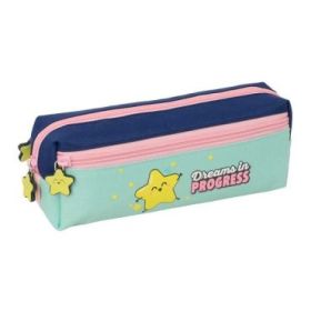 Safta Mr. Wonderful Estrella Portatodo - 3 Compartimentos con Cremallera - Goma Elastica - Compacto - 22x8.5x6cm - Color Turques