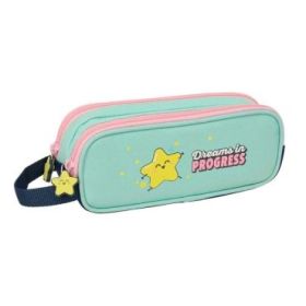 Safta Mr. Wonderful Estrella Portatodo - 2 Compartimentos con Cremallera - Asa Lateral - Capacidad 1L - 21x8x6cm - Color Turques