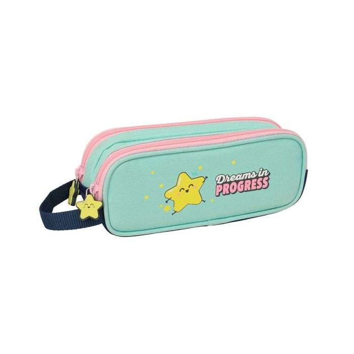 Safta Mr. Wonderful Estrella Portatodo - 2 Compartimentos con Cremallera - Asa Lateral - Capacidad 1L - 21x8x6cm - Color Turques