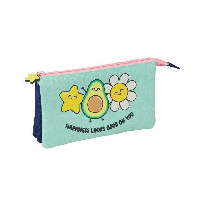 Safta Mr. Wonderful Estrella Portatodo - 3 Compartimentos con Cremallera - Bolsillo Interior Central - 22x12x3cm - Color Turques