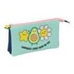 Safta Mr. Wonderful Estrella Portatodo - 3 Compartimentos con Cremallera - Bolsillo Interior Central - 22x12x3cm - Color Turques