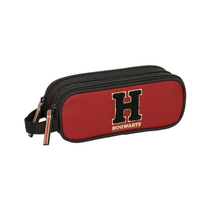 Safta Harry Potter Hogwarts Portatodo - 2 Compartimentos con Cremallera - Asa Lateral - Capacidad 1L - 21x8x6cm - Color Negro y