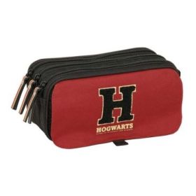 Safta Harry Potter Hogwarts Portatodo - 3 Compartimentos con Cremallera - Cinta Trasera Adaptable - Bolsillo Frontal de Rejilla