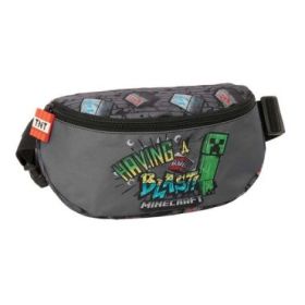 Safta Minecraft Graffiti Bolsa de Cintura - Cremallera - Cintas Ajustables - Cierre de PVC - 23x14x9cm - Color Gris