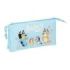 Safta Bluey Ready Portatodo - 3 Compartimentos con Cremallera - Bolsillo Interior Central - 22x12x3cm - Color Azul Pastel