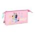 Safta Bluey Dance Portatodo - 3 Compartimentos con Cremallera - Bolsillo Interior Central - 22x12x3cm - Color Rosa