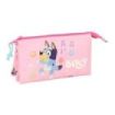Safta Bluey Dance Portatodo - 3 Compartimentos con Cremallera - Bolsillo Interior Central - 22x12x3cm - Color Rosa