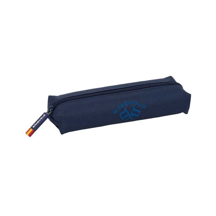 Safta Spagnolo Portatodo Rectangular - Goma Elastica Trasera - Cremallera - 22x4x7cm - Color Azul Noche