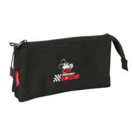 Safta Mickey and Friends Racing - Teen Portatodo - 3 Compartimentos con Cremallera - Bolsillo Interior Central - 22x12x3cm - Col