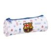 Safta F.C.Barcelona Preescolar Portatodo Redondo - Cremallera con Tirador - 20x7x7cm - Color Blanco