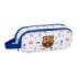Safta F.C.Barcelona Preescolar Portatodo - 2 Compartimentos con Cremallera - Asa Lateral - Capacidad 1L - 21x8x6cm - Color Blanc
