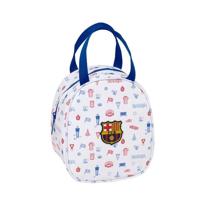 Safta F.C.Barcelona Bolsa Preescolar Isotermica - Asa de Mano - Cremallera - 19x22x14cm - Color Blanco