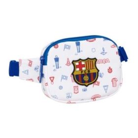 Safta F.C.Barcelona Preescolar Bolsa de Cintura Infantil - Cremallera - Cintas Ajustables - Cierre de PVC - 14x11x4cm - Color Bl