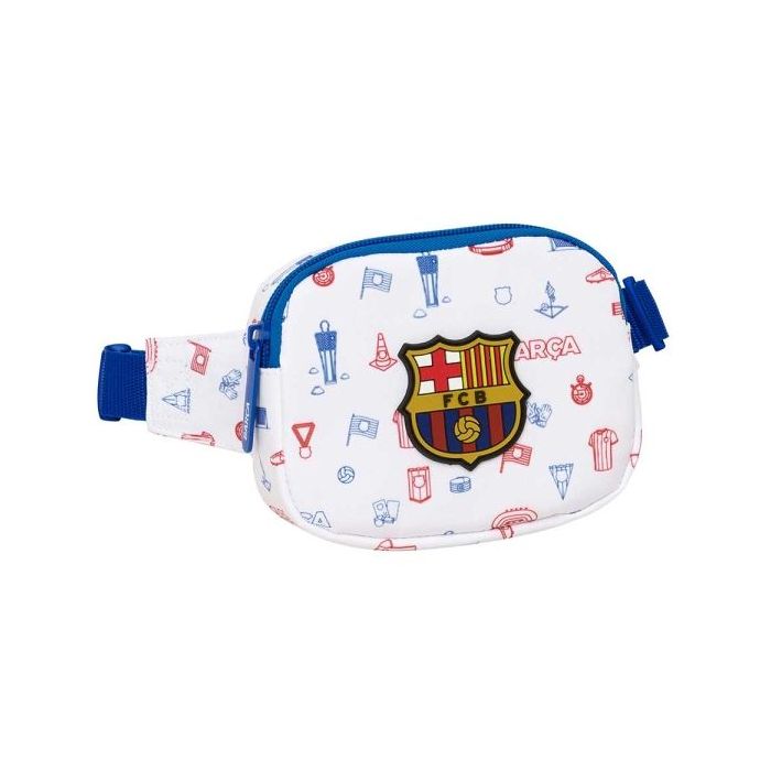 Safta F.C.Barcelona Preescolar Bolsa de Cintura Infantil - Cremallera - Cintas Ajustables - Cierre de PVC - 14x11x4cm - Color Bl