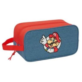 Safta Super Mario Zapatillero Mediano - Capacidad 6L - Asa de Mano Lateral - 29x15x14cm - Color Rojo y Azul