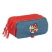 Safta Super Mario Portatodo - 3 Compartimentos con Cremallera - Cinta Trasera Adaptable - Bolsillo Frontal de Rejilla con Velcro