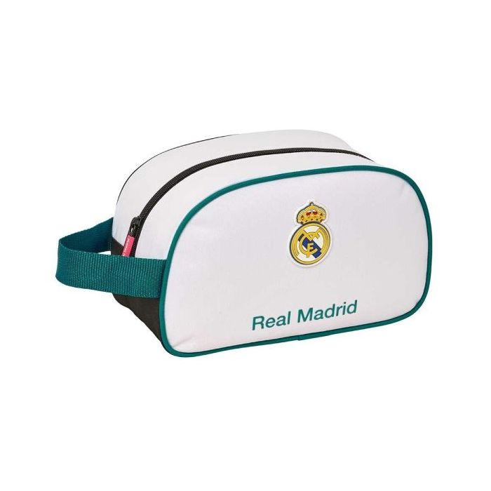 Safta Real Madrid Equipacion 26/27 Neceser - Adaptable a Carro - Asa de Mano Lateral - 26x15x12cm - Color Blanco y Negro