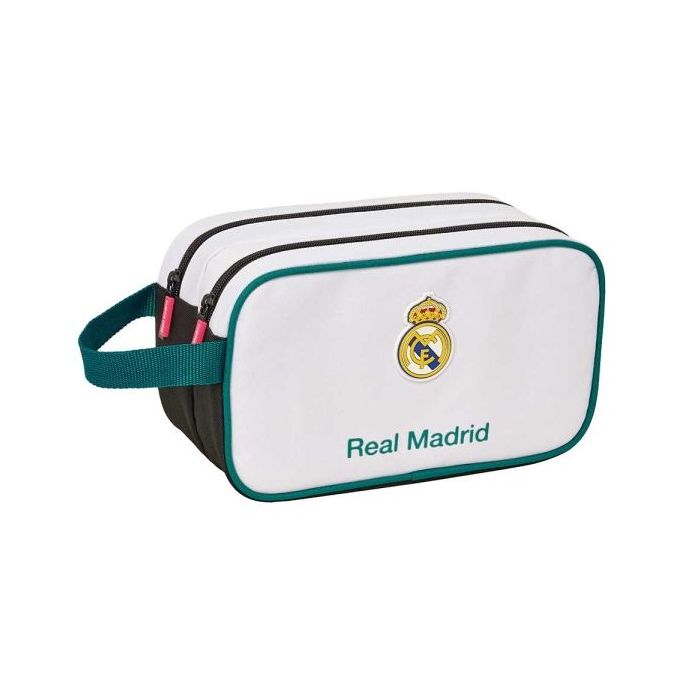 Safta Real Madrid Equipacion 26/27 Neceser - 2 Compartimentos con Cremallera - Adaptable a Carro - Asa de Mano Lateral - 26x15x1