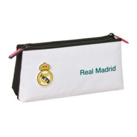 Safta Real Madrid Equipacion 26/27 Neceser - 2 Compartimentos - Cremallera - 22x10x8cm - Color Blanco y Negro