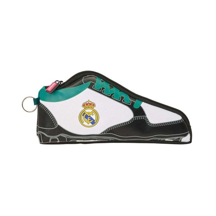 Safta Real Madrid Equipacion 26/27 Portatodo con Forma de Bota - Cremallera - 24x10x2cm - Color Blanco y Negro