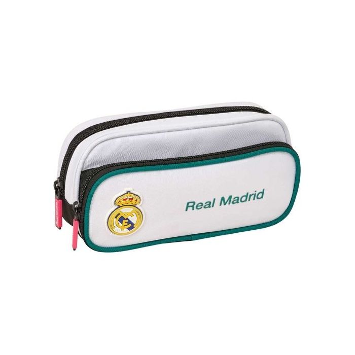 Safta Real Madrid Equipacion 26/27 Portatodo con Bolsillo - Cremallera - 21x10.5x6cm - Color Blanco y Negro