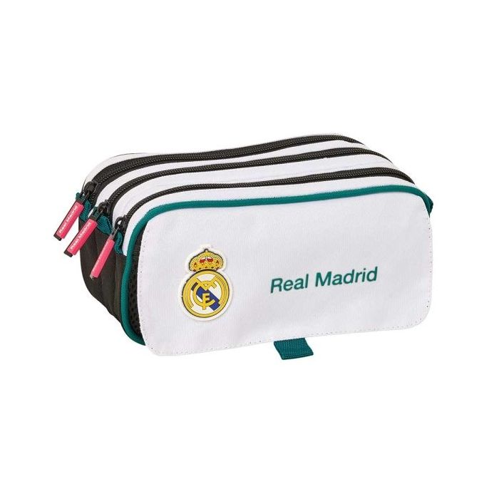 Safta Real Madrid Equipacion 26/27 Portatodo - 3 Compartimentos con Cremallera - Cinta Trasera Adaptable - Bolsillo Frontal de R